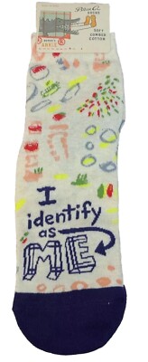 Blue Q I Identify As Me Womens Ankle Socks Shoe Size 5-10 Combed Cotton  New