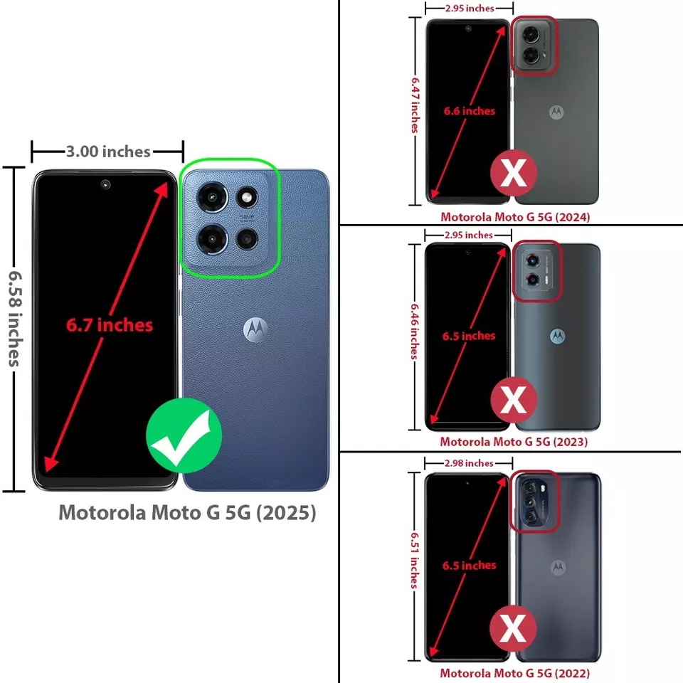 For Moto G 5G 2025 PU Vegan Leather Case ID Card Money Holder Magnetic Closure - Image 2 of 4