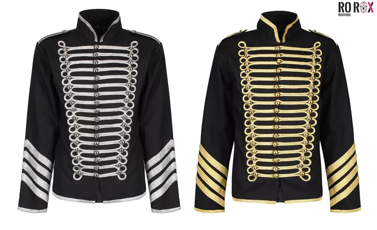 Ro Rox Jacke Herren Milit r Gold Silber Husaren Parade Gothic Schlagzeuger Steam