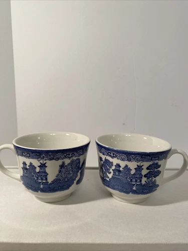 2 Johnson Brothers England BLUE WILLOW Cup(s) Only EXCELLENT