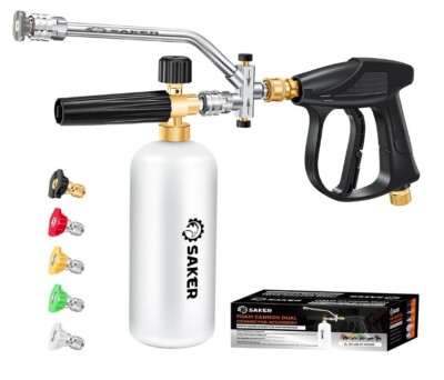 Saker Foam Cannon Dual Connector Accessory Pressure Washer Gun - Car Wash Etc.