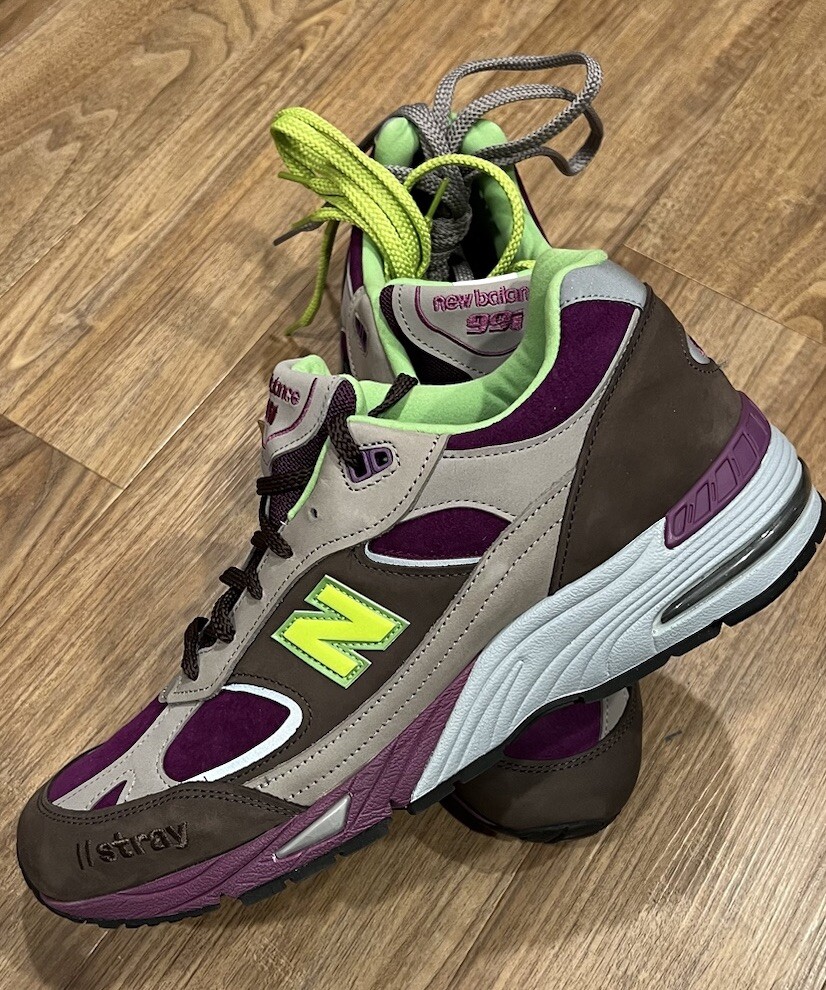Size 13 New Balance 991 Made in UK Stray Rats Purple Green M991SRG Brand  New DS