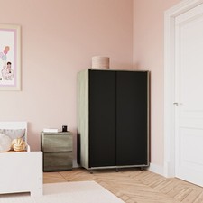120cm 2 Sliding Doors Wardrobe Bedroom Storage Closet Hanging Rail Cupboard Unit