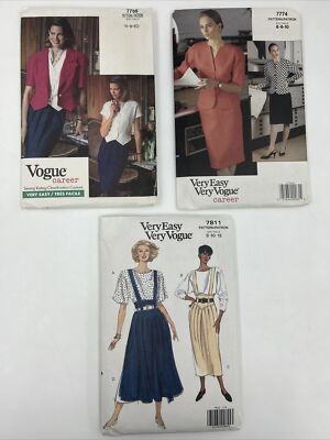 Very Easy Very Vogue Career 1990 Lot Of 3 Patterns Sizes 6-8-10 12 C07g