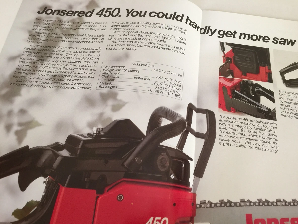JONSEREDS 450 Chain Saw West Mac Original Vintage 1980s Chainsaw Sales Brochure