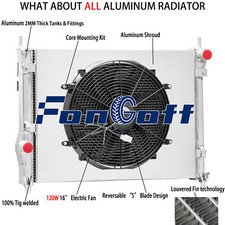 3 Row Aluminum Radiator+Shroud+Fan Fit 2015-2022 Ford Mustang 3.7L/5.0L 5.2L V8