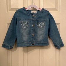 Happy House Girl's Denim Jacket Pearl Accents Youth Sz 5