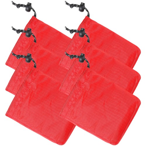 6PCS Red Bags Party Favor Pouches Mesh Drawstring Bag Portable Camping Bags US - Picture 5 of 12