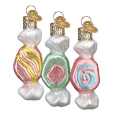 Old World Christmas Salt Water Taffy Set Blown Glass Christmas Ornament 3pc 