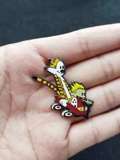 Calvin & Hobbes Dustcart Hard Enamel Pin Metal Cartoon Badge for backpack hat
