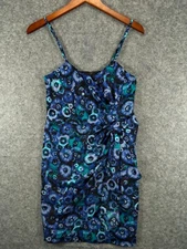 LC Lauren Conrad Dress NWT Womens Size 2 Blue Floral Dress Faux Wrap Sleeveless