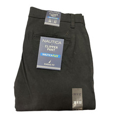 Nautica Men's Classic Fit Straight Stretch Cotton Chino Clipper Deck Pants Black