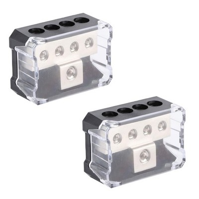2x Power Ground Amp Distribution Block 1 x 0/2/4 AWG Input 4 x 4/8/10 AWG Output