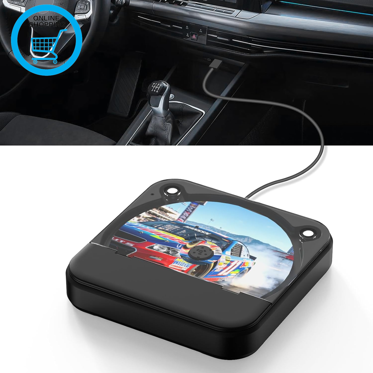 CD Player for Car,External Portable Car CD Players with AUX Cable & Remote Contr