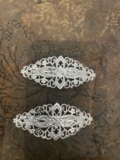 2 Silver Vintage French Filigree Barrettes