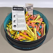 Vintage Salon Tin Full of Lady Lora Afro Curlers For The Natural Look