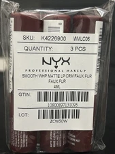 NYX Smooth Whip Matte Lip Cream Faux Fur Shade 4ml – 3 Pack Longwear Lipstick
