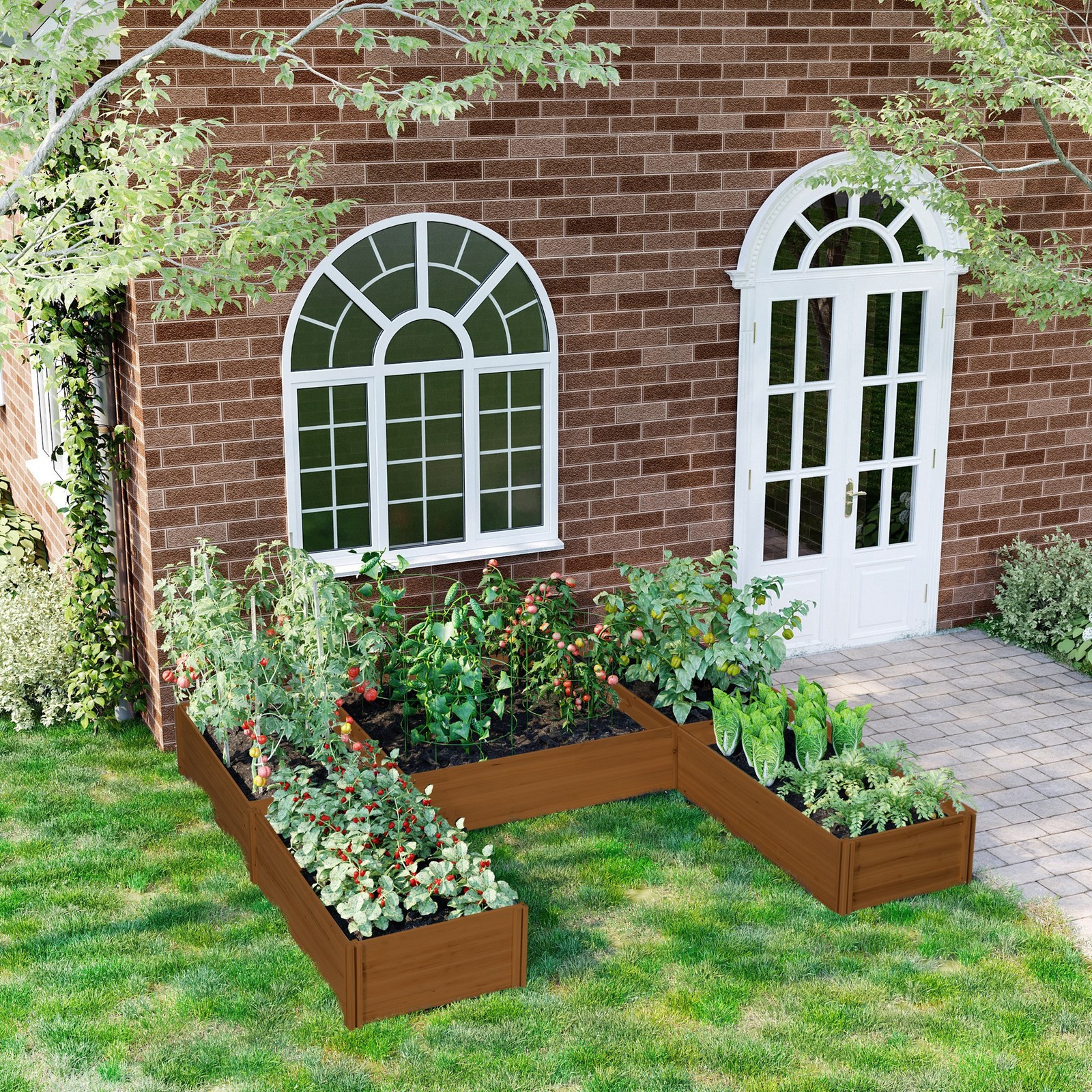 DIY Large Wooden Garden Bed Set