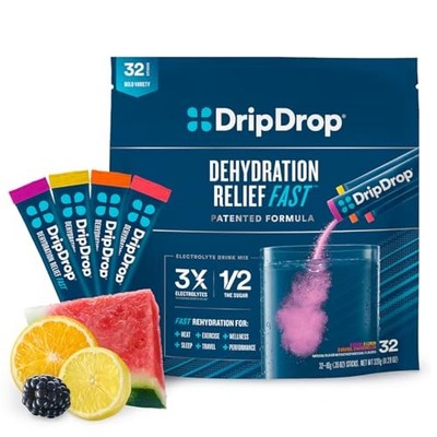 DripDrop Hydration Bold Sorte Wassermelone, Beere, Orange, Zitrone 32 Stück