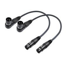2 Pack 1 FT Right Angle XLR Cable, Adjustable Male, Straight Female, 90 Degree