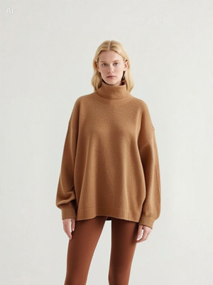 Basic Apparel women's knit sweater oversized roll neck with wool XL