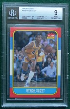 1986-87 Fleer Basketball rookie card #99 Byron Scott RC graded BGS 9 Mint Lakers. rookie card picture