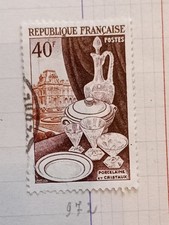 BW424 oblitéré charnière circa 1954 YT 972 PORCELAINE ET CRISTAUX