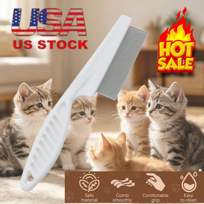 Pet Flea Comb for Dogs & Cats Stainless Steel Teeth Pet Hair Grooming Tool USA~