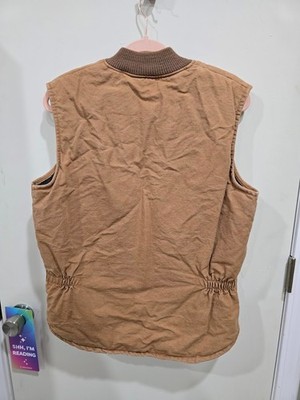 Cat Caterpillar Quilted Tan Brown Work Vest Men's Size Medium | eBay