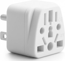 US Travel Plug Adapter, Unidapt EU/UK/AU/CN/JP/Asia/Italy/Brazil to USA White