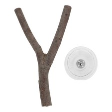 Natural Bird Perch with Suction Cup - Parrot Stand Platform for Window Mirror