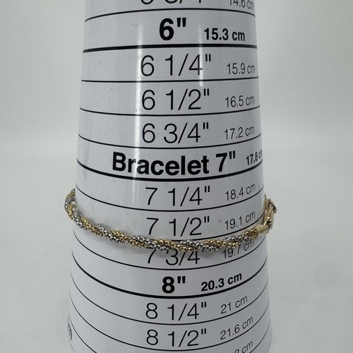 Two-Tone 14k Yellow & White Gold Twisted Popcorn Chain Bracelet 3mm Italy ~7.9” - Picture 11 of 11
