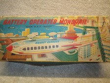 Vintage 1950s Linemar Co. Monorail Rocket Ship Japan Battery Operated Toy