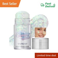 HOSAILY Mermaid White Body Glitter Stick, Holographic Fairy Costume Makeup Fa...
