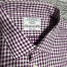 Charles Tyrwhitt Classic Fit Purple Check Gingham Dress Shirt Sz 19/37
