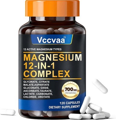 3x Magnesium 12 in 1Complex 700mg-Glycinate Citrate Malate Taurate Daily Support