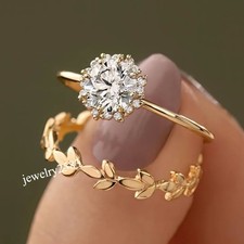 Certified Lab Grown Diamond Bridal Beautiful Wedding Ring Set For Her 925 Silver