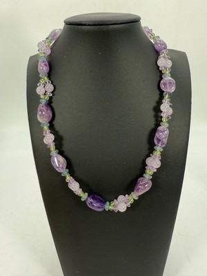 Lila Amethyst Perlen Halskette Sterlingsilber Verschluss Nachlass Fund