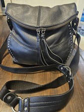 EUC The Sak Silver Lake Leather Crossbody Shoulder Bag Black Studded