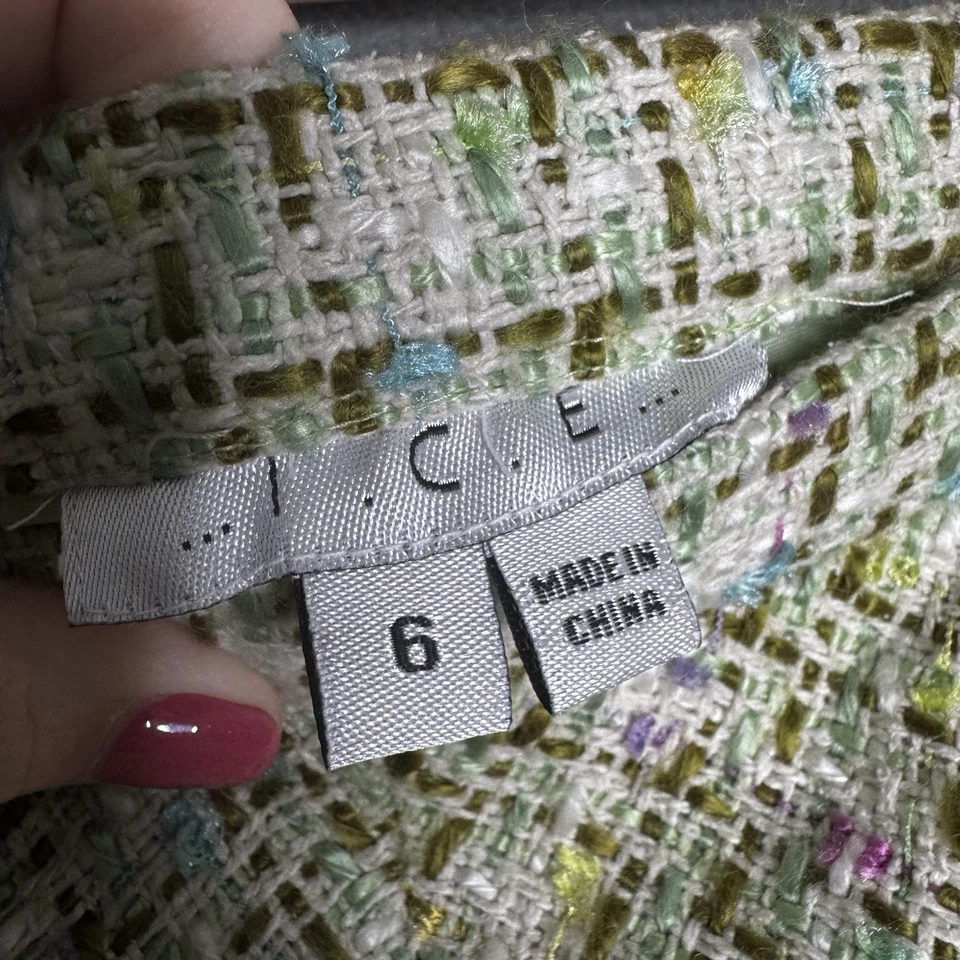 Y2K Твидовая Юбка Кружевная Отделка Midi Винтажная Пастель Академия Кокетка Шелк Размер 6 - Изображение 4 из 4