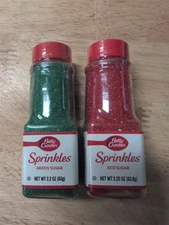 NEW Betty Crocker Red Sugar And Green Sugar Sprinkles 2.25 oz Each 