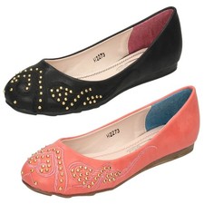 Spot On Girls Flat Ballet Style Shoes