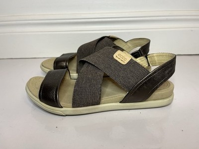 ECCO Women s Size 6.5 Damara 2 Strap Criss Cross Sandals 37 Brown