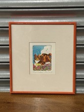 Daphne Sandham Ltd Edt Hand Coloured Etching 1/70 Sitting On The Fence - Cat Art