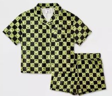    Girls 2 Piece Shirt  Short Smile Sleepwear Set L 10/12 Art Class   