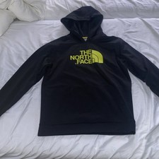 The North Face Boys Pullover Hoodie XL/TG 18/20 Black Yellow Logo Pockets