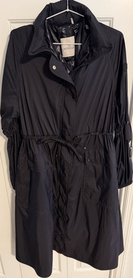 Moncler Women's Black Long Rain Jacket Size 2