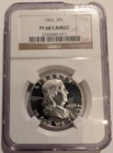 1963 NGC  PF 68 CAMEO PROOF FRANKLIN ** STRONG 2-SIDED CAMEO - CHIPPED HOLDER **