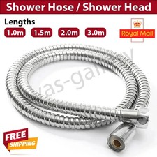 STAINLESS STEEL SHOWER HOSE 1M-3M CHROME FLEXIBLE BATHROOM BATH PIPE