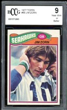 1977 Topps #65 Jim Zorn Rookie Card BGS BCCG 9 Near Mint+
